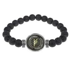 Браслет из лавы 8 мм Руна Феху BSL-0157