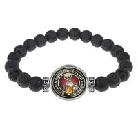 Браслет из лавы 8 мм Вечно молодой, вечно пьяный BSL-0158
