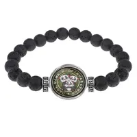 Браслет из лавы 8мм Папа, мама, я - дружная семья BSL-0167