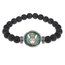 Браслет из лавы 8 мм Египетская кошка BSL-0172