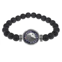 Браслет из лавы 8 мм Волки Инь-Ян BSL-0177
