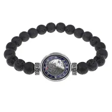 Браслет из лавы 8 мм Волки Инь-Ян BSL-0177