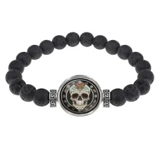 Браслет из лавы 8 мм Череп BSL-0181