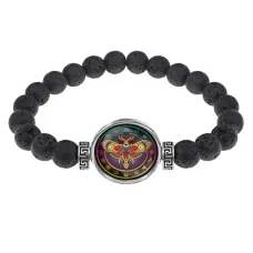 Браслет из лавы 8мм Мотылек Мертвая голова BSL-0183