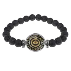 Браслет из лавы 8 мм Глаз и Уроборос BSL-0185