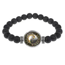 Браслет из лавы 8 мм Инь-Ян BSL-0186