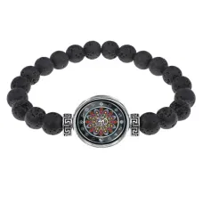 Браслет из лавы 8 мм Мандала Ом BSL-0188