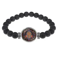 Браслет из лавы 8 мм Глаз, гроб, розы BSL-0190