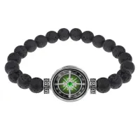 Браслет из лавы 8 мм Крест с глазом и клинками BSL-0194