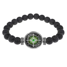 Браслет из лавы 8 мм Крест с глазом и клинками BSL-0194