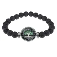 Браслет из лавы 8 мм Два дерева BSL-0195
