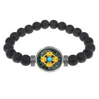 Браслет из лавы 8 мм Кельтский крест BSL-0200