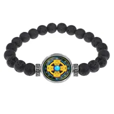 Браслет из лавы 8 мм Кельтский крест BSL-0200