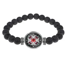 Браслет из лавы 8 мм Крест с глазом BSL-0202