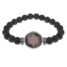 Браслет из лавы 8 мм Цветок жизни BSL-0208