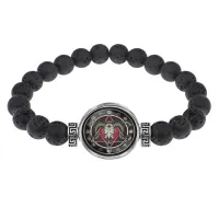 Браслет из лавы 8 мм Череп козла BSL-0210