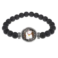 Браслет из лавы 8 мм Манеки-Неко BSL-0217