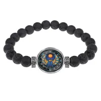 Браслет из лавы 8 мм Крылатый скарабей BSL-0218