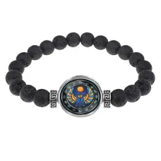 Браслет из лавы 8 мм Крылатый скарабей BSL-0218