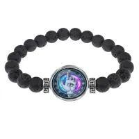Браслет из лавы 8 мм Рука с глазом BSL-0225