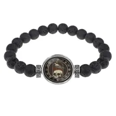 Браслет из лавы 8 мм Ворон на черепе BSL-0245