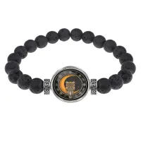 Браслет из лавы 8 мм Сова на месяце BSL-0250