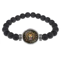Браслет из лавы 8 мм Лев BSL-0256