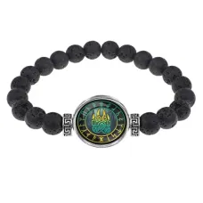 Браслет из лавы 8 мм Печать Велеса BSL-0262