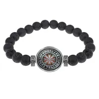 Браслет из лавы 8 мм Крест непобедимости BSL-0265