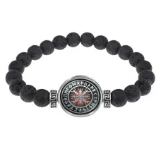 Браслет из лавы 8 мм Крест непобедимости BSL-0265