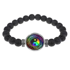 Браслет из лавы 8 мм Инь-Ян BSL-0267