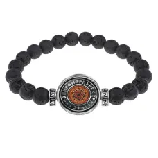 Браслет из лавы 8 мм Кельтская пентаграмма BSL-0270