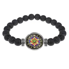 Браслет из лавы 8 мм Ом Мани Падме Хум BSL-0277