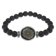 Браслет из лавы 8 мм Мандала Глаз BSL-0282