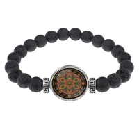 Браслет из лавы 8 мм Мандала Глаз BSL-0292