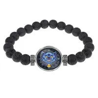 Браслет из лавы 8 мм Кот BSL-0295