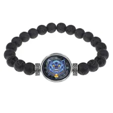 Браслет из лавы 8 мм Кот BSL-0295