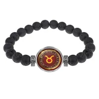 Браслет из лавы 8 мм Знаки Зодиака - Телец BSL-0301