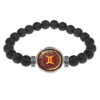 Браслет из лавы 8 мм Знаки Зодиака - Близнецы BSL-0302
