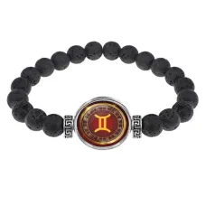 Браслет из лавы 8 мм Знаки Зодиака - Близнецы BSL-0302