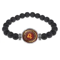Браслет из лавы 8 мм Знаки Зодиака - Лев BSL-0304