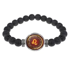 Браслет из лавы 8 мм Знаки Зодиака - Лев BSL-0304