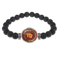 Браслет из лавы 8 мм Знаки Зодиака - Дева BSL-0305