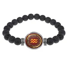 Браслет из лавы 8 мм Знаки Зодиака - Водолей BSL-0310