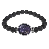 Браслет из лавы 8 мм Знаки Зодиака - Близнецы BSL-0314