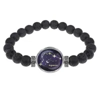 Браслет из лавы 8 мм Знаки Зодиака - Водолей BSL-0322