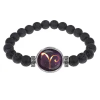 Браслет из лавы 8 мм Знаки Зодиака - Овен BSL-0324