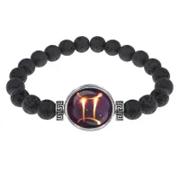 Браслет из лавы 8мм Знаки Зодиака - Близнецы BSL-0326