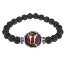 Браслет из лавы 8мм Знаки Зодиака - Близнецы BSL-0326