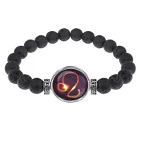 Браслет из лавы 8 мм Знаки Зодиака - Лев BSL-0328